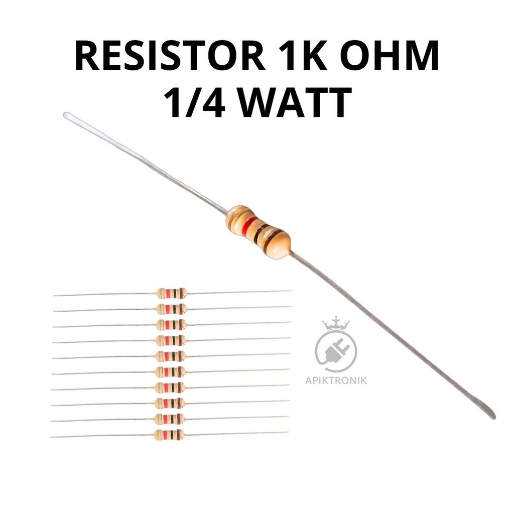 MERAH 1K Ohm 1/4 Watt Resistor – Axial Type Color Code Brown Black Red