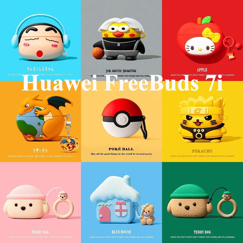 Pokemon การ์ตูนสําหรับ Huawei FreeBuds 7i หูฟังไร้สายบลูทูธสําหรับ Huawei 7i แขนป้องกันซิลิโคน Soft Shell