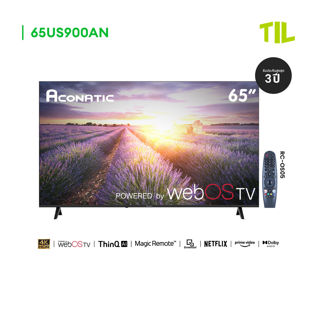 Aconatic ทีวี 65 นิ้ว LED 4K HDR10 WebOS TV (Wee 3.0) รุ่น 65US900AN Smart TV ระะบบปฏิบัติการ WebOS