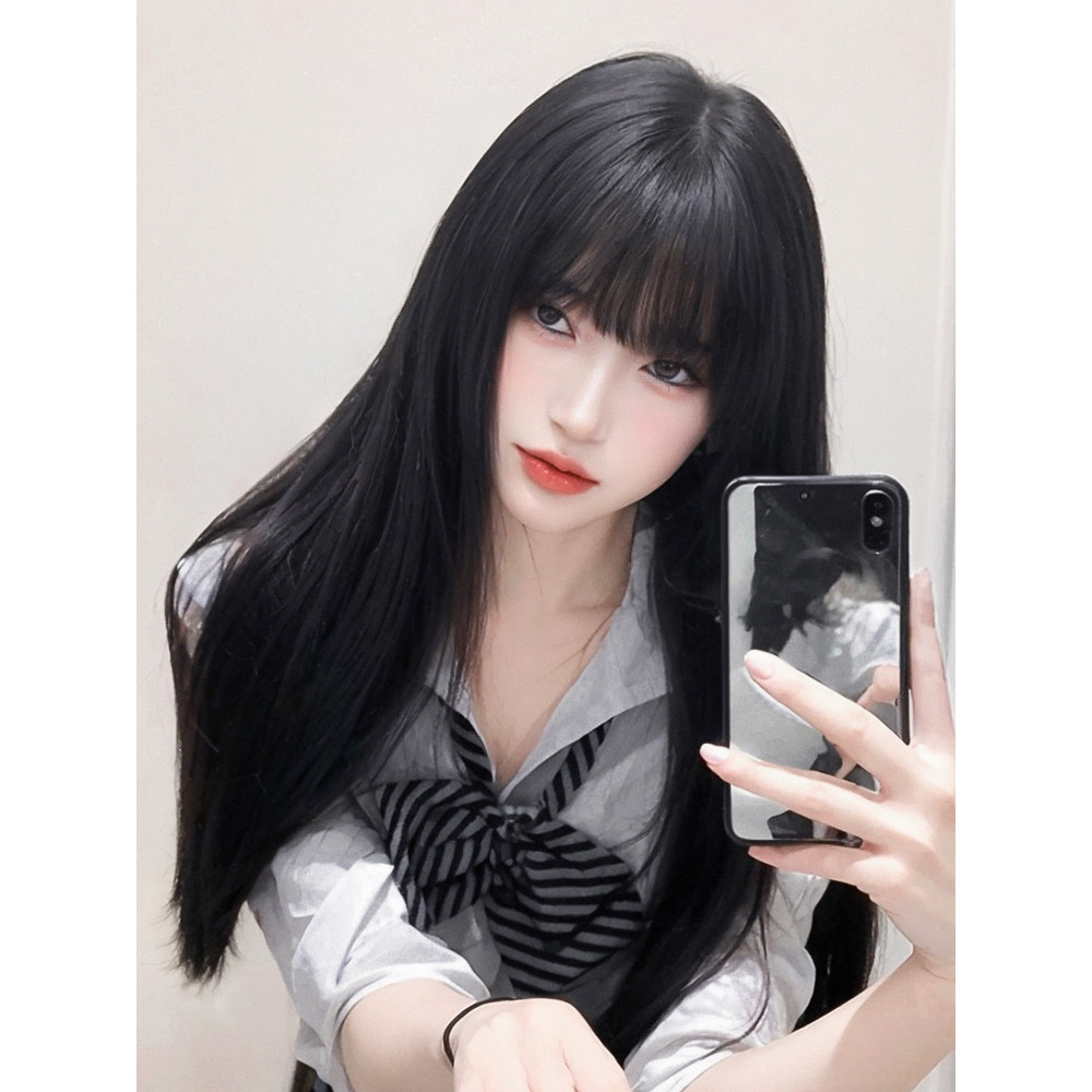 กิ๊บผมปลอม ผมปลอม เปียปลอม วิกผมทรงผมยาวตรงเต็มหมวก Kawagami Tomie style สำหรับ cosplay ฮาโลวีน