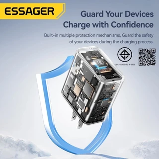 Essager A+C 65W super flash charge ปลั๊ก US/EU สีดำ เหมาะสำหรับอุปกรณ์หลากหลายประเภท B09