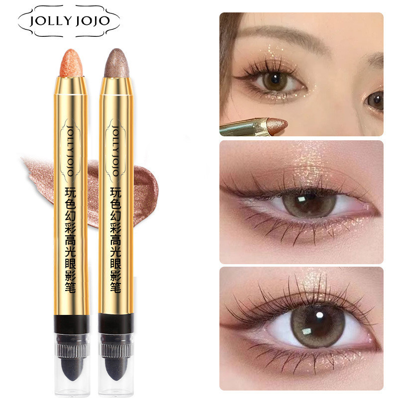 JOLLY JOJO Lazy Double-Headed Eyeshadow Stick Highlighter Brightening Lying Silkworm กันน้ํา Non-Smu