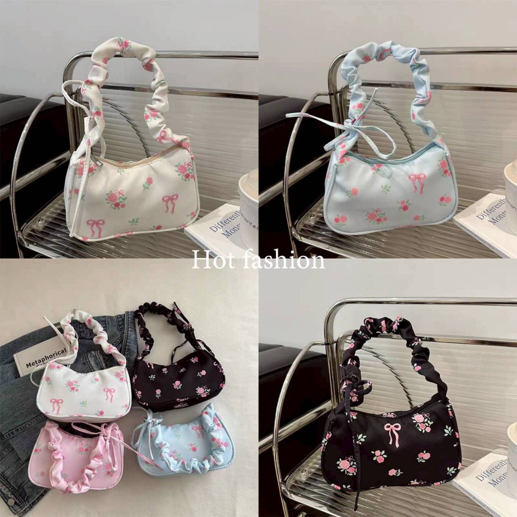 HOT FASHION THAI พร้อมส่ง กระเป๋าใบเล็กทรงสี่เหลี่ยม กระเป๋าสะพายข้าง สไตล์ญี่ปุ่น ลายดอกไม้ -KP-8
