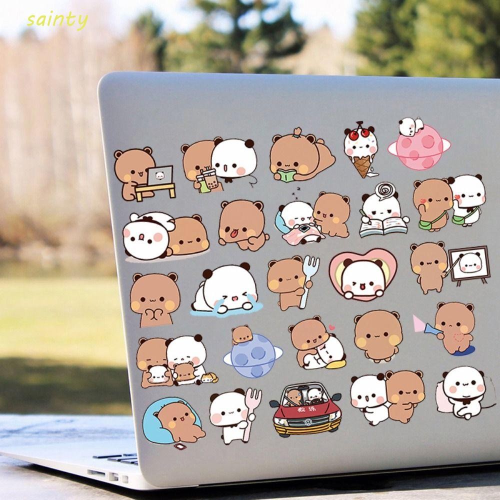 SAINTY Bubu และ Dudu สติ๊กเกอร์ Graffiti Self-กาวหมีคู่ DIY Decals, คุณภาพสูงสัตว์กันน้ําการ์ตูนเครื