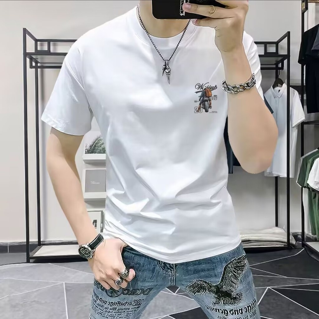2025 NEW 2025 Heavyweight Short Sleeve T-Shirt Men 2025 New Summer Fashion American Style Trendy Loo
