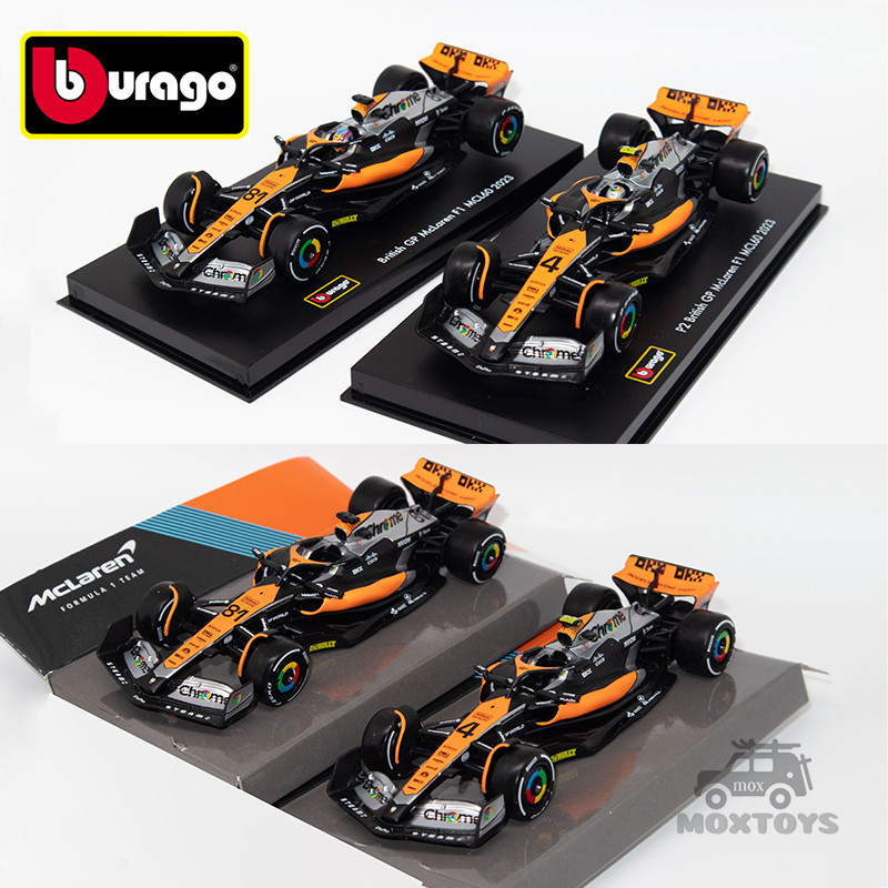 Bburago 1:43 2023 F1 McLaren MCL60 OP81 #81 O.Piastri / LN4 #4 L.Norris P2 British GP Orange Black ร