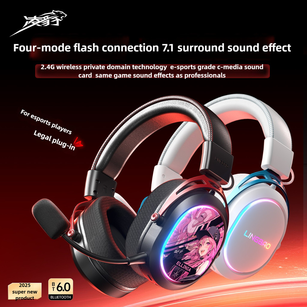Lingbao T9 Four Mode Esports Earphones with Wheat Head Wear 2.4G Bluetooth Wireless Computer CS Earp