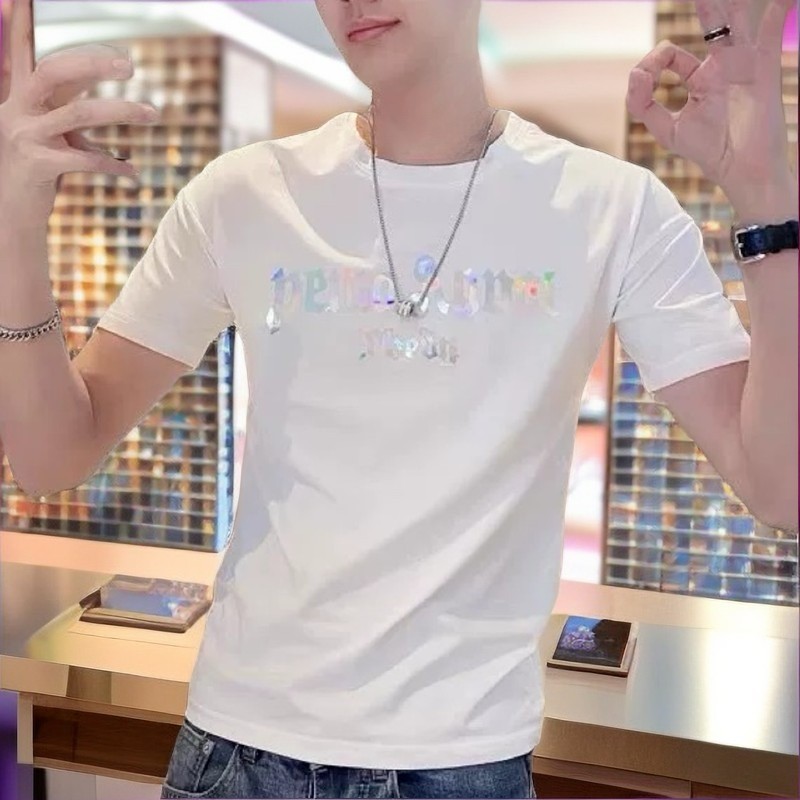 COD 2025 Spiritual Youth Personality Letter Print Short Sleeve Internet Celebrity Men's Stylish Vers