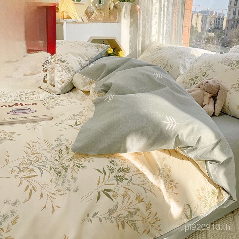 ผ้าฝ้ายชิ้นเดียว 150x200 ผ้านวมสไตล์ใหม่เดี่ยวคู่สไตล์ Pastoral x230 ผ้านวมผ้าฝ้ายแท้ EL6F