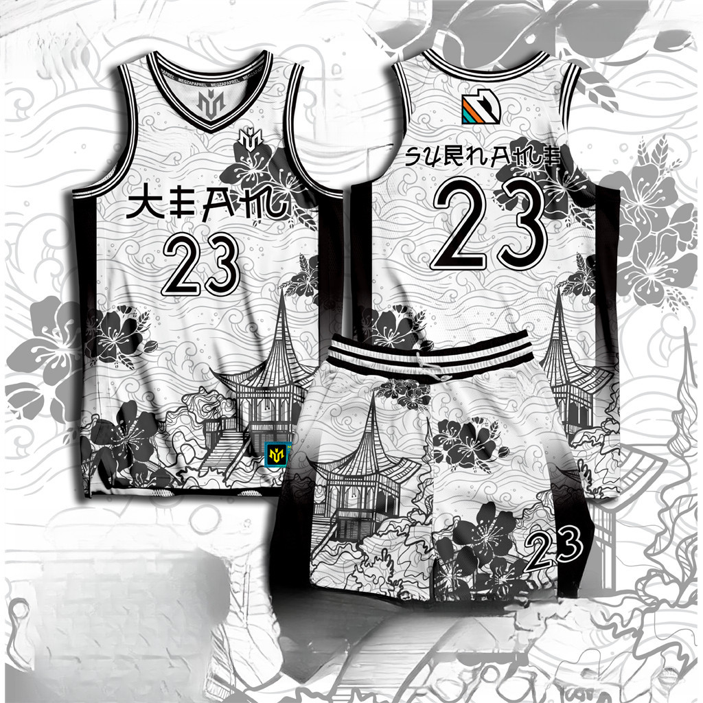 [หมายเลขชื่อที่กําหนดเองฟรี] ภาพวาดล้างหมึก เสื้อบาสเก็ตบอลและกางเกงขาสั้น ระเหิดเต็มรูปแบบ