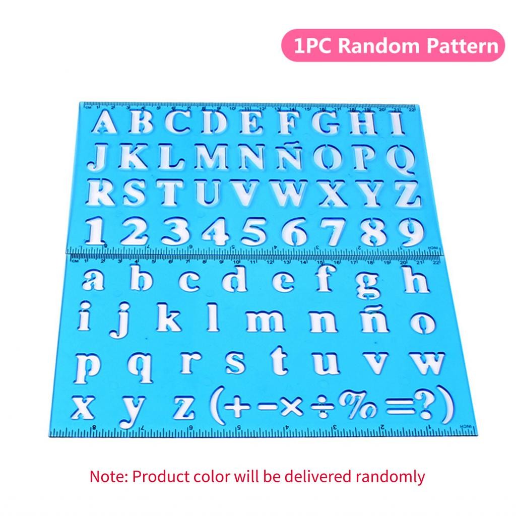 Soyoung ไม้บรรทัดวาดพลาสติกตัวอักษรและหมายเลข Hollow Template Stencil เครื่องมือการเรียนรู้สําหรับเด