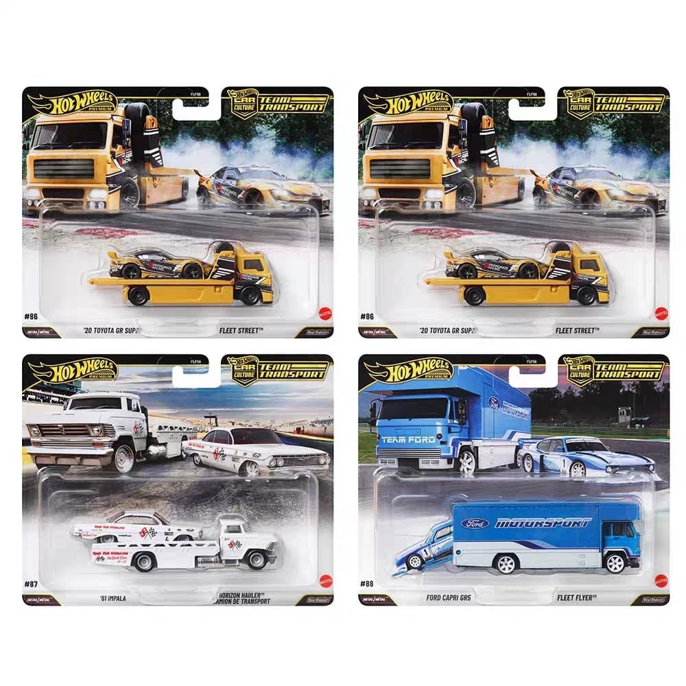Hot Wheels ทีมขนส่ง 2025 วัฒนธรรมรถ GR SUPRA FORD CAPRI FERRARI 250 GTO LYKAN HYPERSPORT HONDACIVIC 