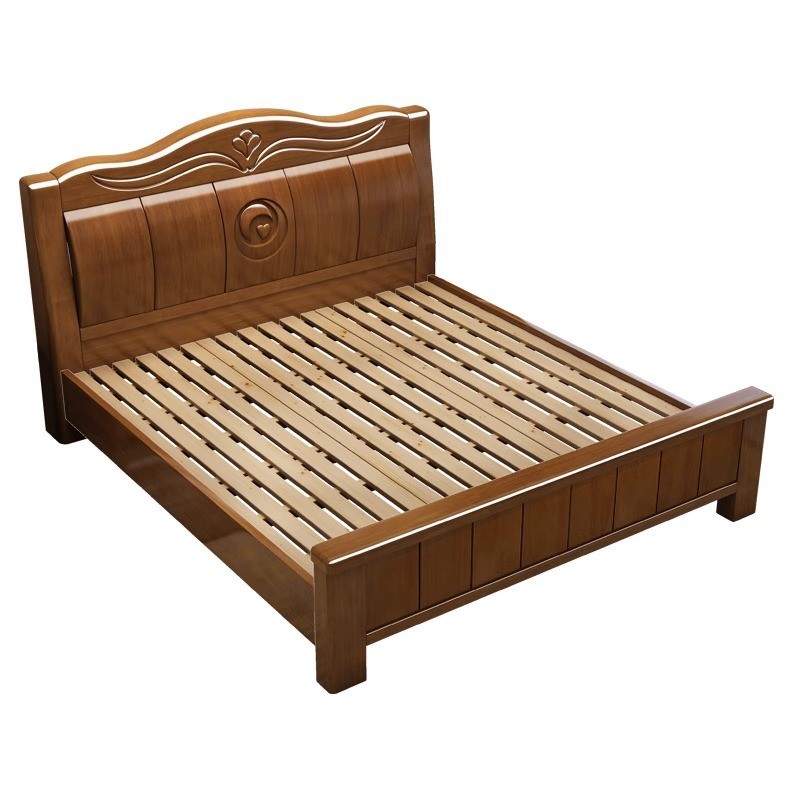 จีนเตียงไม้เนื้อแข็งทั้งหมดโมเดิร์น Simple Oak 1.8m Double Master Bed Storage 1.5m Single