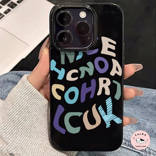 เคสไอโฟน11 แฟชั่นตัวอักษร ที่มีสีสันพื้นผิวมันวาว สำหรับ IPhone 17 11 14 15 13 16 12 Pro Max X 6 6s 7 8 16 Plus XR XS SE
