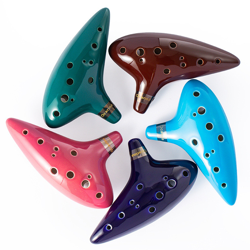 12 หลุม Ocarina Zelda Time ขลุ่ย Alto C Key Ocarina เครื่องดนตรี Professional สิบสองหลุมเซรามิค Ocar