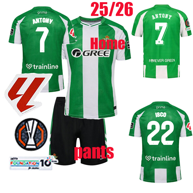 25/26 เสื้อ ANTONY 25/26 Betis Real Home Ssoccer clothe ชุด(พร้อมกางเกง) ISCO CUCHO HERNANDEZ ABDE B