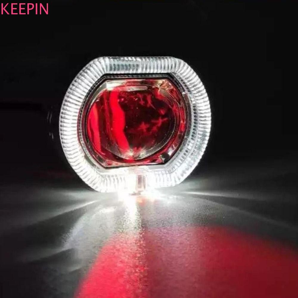 KEEPIN ไฟหน้ารถรถจักรยานยนต์, 2.5 นิ้ว LED DRL Dual Halo โคมไฟ, DIY รถจักรยานยนต์กันน้ําโปรเจคเตอร์เลนส์แสงสีขาวและสีเหลืองขับรถหมอกโคมไฟรถจักรยานยนต์การปรับเปลี่ยน
