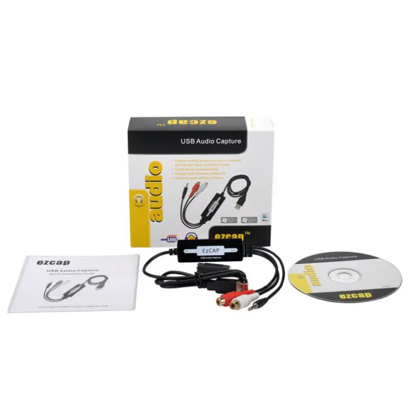 EZCAP 216 USB Audio Capture Grabber แก้ไขสายสัญญาณเสียง 3.5 มม. ไปยังดิจิตอลสําหรับการบันทึก Analog 