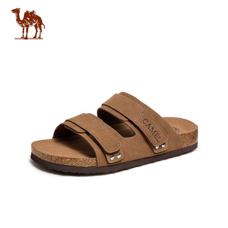 CAMEL CROWN รองเท้าแตะชายหาดผู้ชายกันลื่น Retro รองเท้าแตะลําลองยอดนิยม