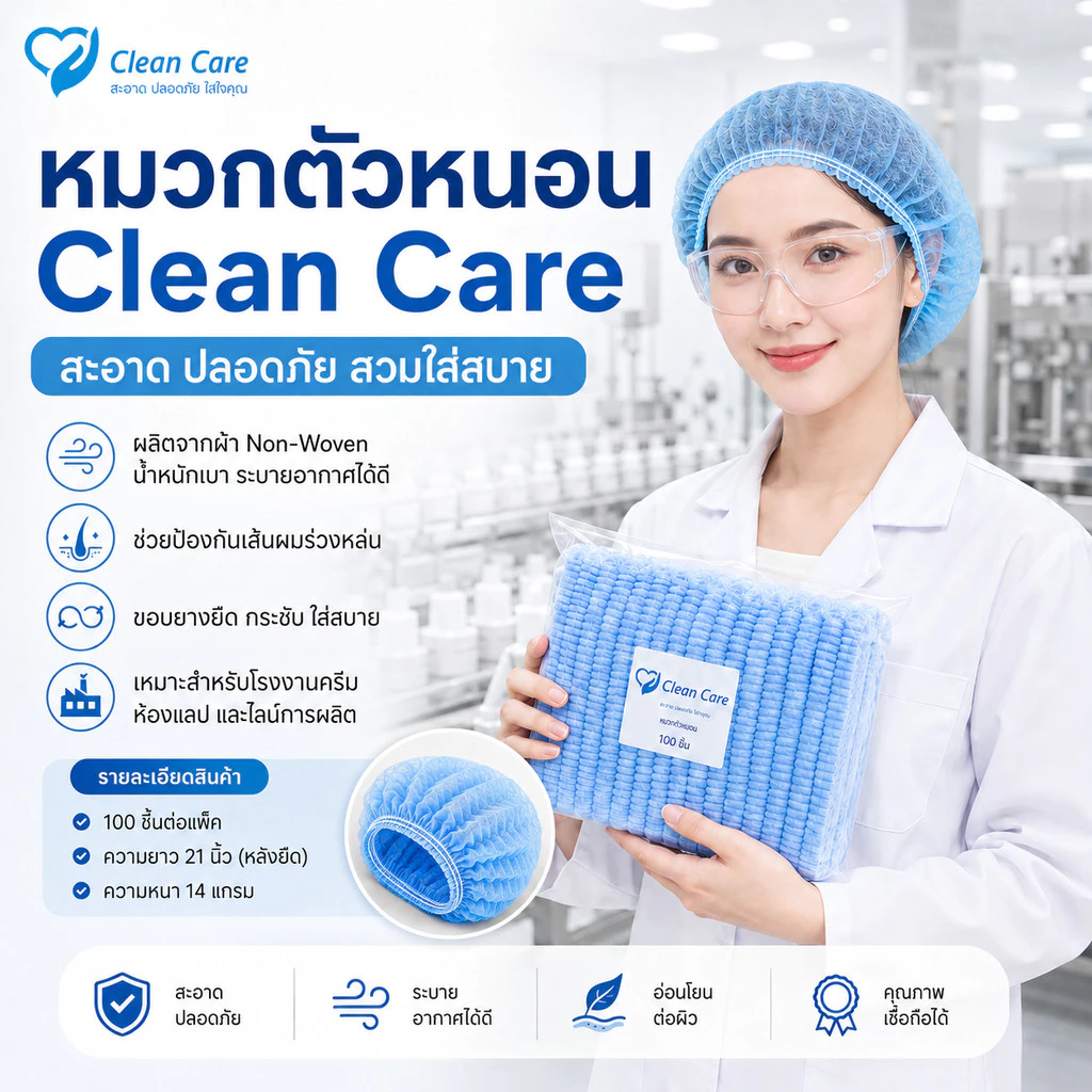 หมวกตัวหนอน Clean Care+ ราคาส่ง ถูกสุดๆ ส่งเร็วมาก