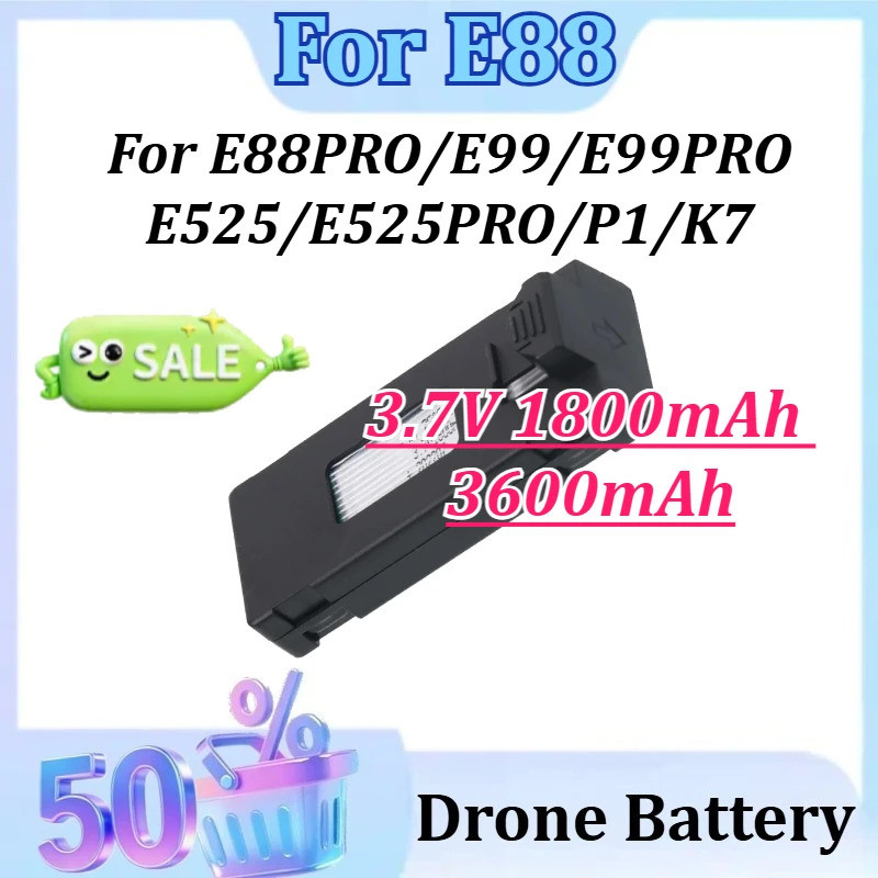 อัพเกรด 3.7V 1800mAh / 3600mAh แบตเตอรี่โดรนสําหรับ E88 E88PRO E99 E99PRO Ls-E525 E525 PRO Mini Uav 