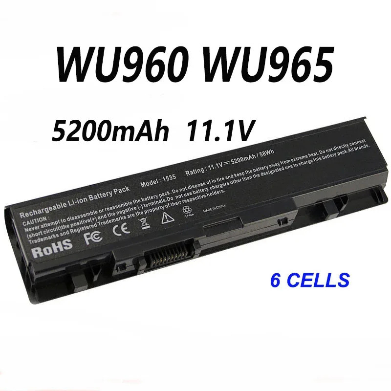 WU960 WU965 KM901 6 เซลล์ 5200mAh แบตเตอรี่แล็ปท็อปสําหรับ Dell Studio 1535 1536 1537 1555 1557 1558