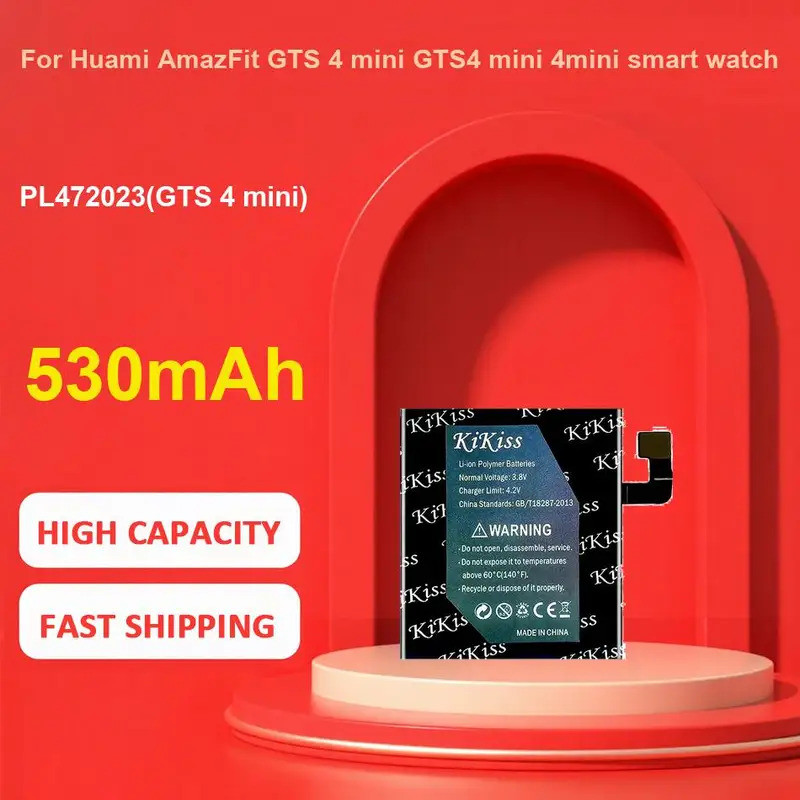แบตเตอรี่ KiKiss สําหรับ Huami AmazFit GTS 4 mini GTS4 mini 4mini smart watch,PL472023(GTS 4 mini),5