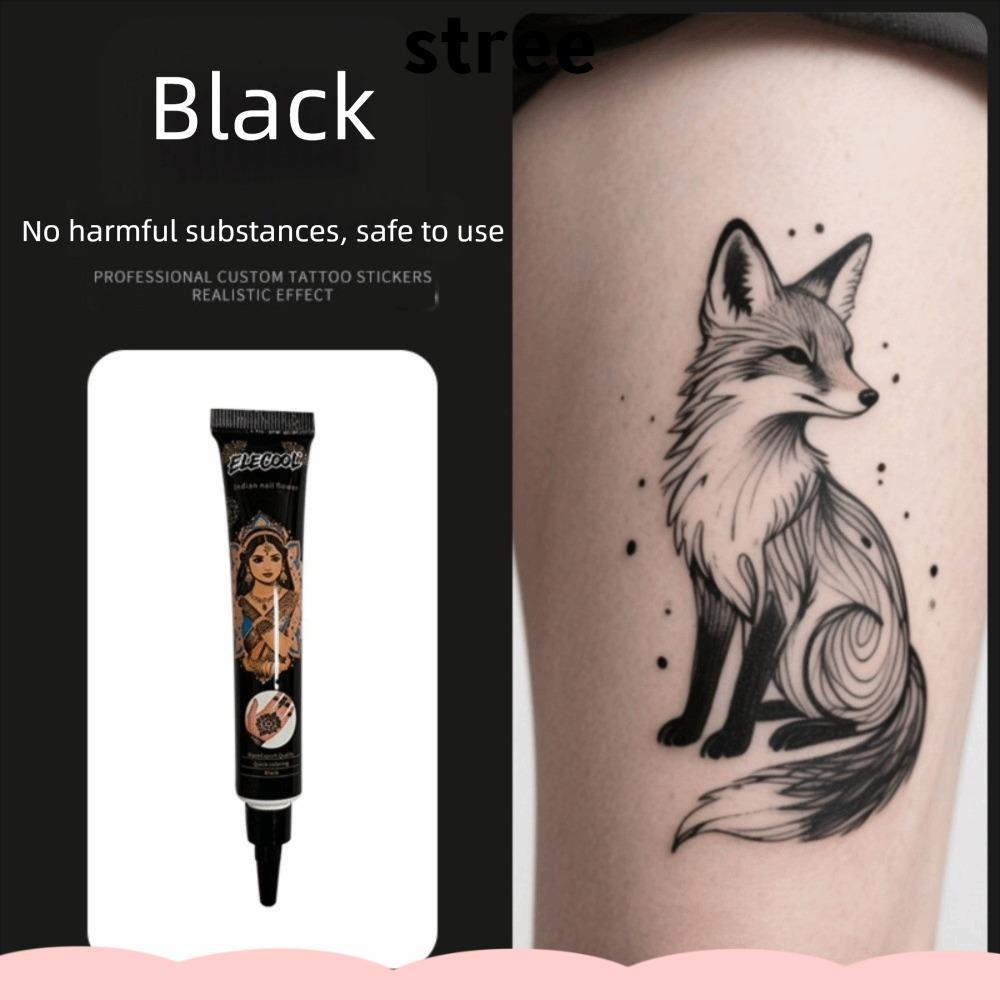 STREE Henna Tattoo Cream, กึ่งถาวรสีดําสีน้ําตาล Henna Paste Cone, Body Art Easy-To-ใช้ชั่วคราว Tatt