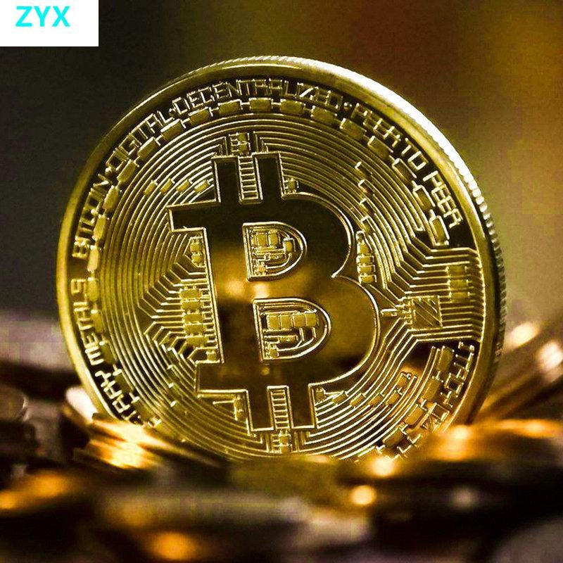 Gold Plated Bit Coin Coin Collection Art Collection ของขวัญที่ระลึกทางกายภาพ Casascius Bit BTC โลหะโ