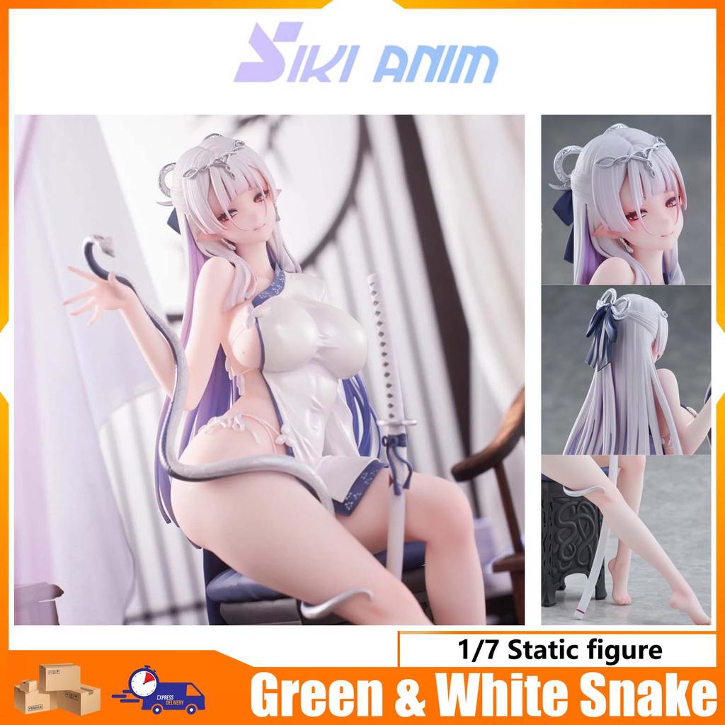 SIKI ANIM Green & White Snake 1/7 Static Figure height about 19.5cm Popular PVC Series SIKI ANIM & Sueスーエ