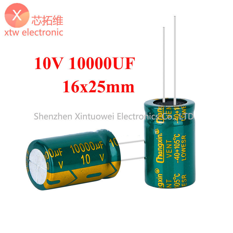 (5 ชิ้น) ตัวเก็บประจุอลูมิเนียมอิเล็กโทรลีติค 10V10000UF 16x25 มม. ทนต่ออุณหภูมิสูง 10000UF 10V