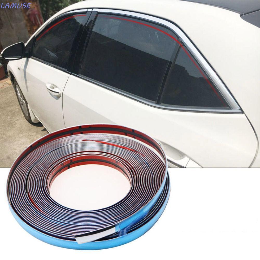 LAMUSE รถ Chrome Trim Strip นุ่ม 3M Anti-collision Strip Moulding จัดแต่งทรงผม Trim สติกเกอร์ Guard 