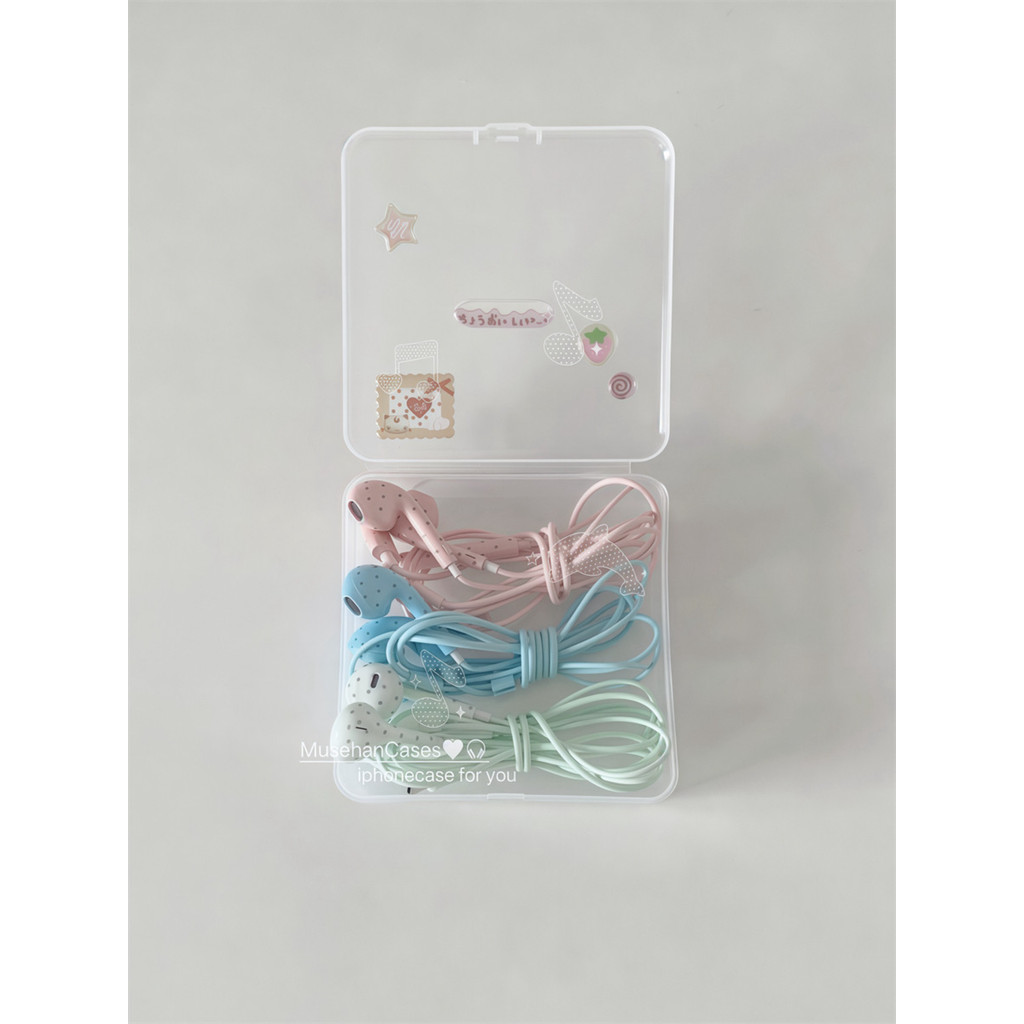 สไตล์เกาหลีโบราณ ins ชุดหูฟังแบบมีสาย In-Ear Mint Green Star อินเทอร์เฟซ type-c มูลค่าสูงสาวน่ารัก