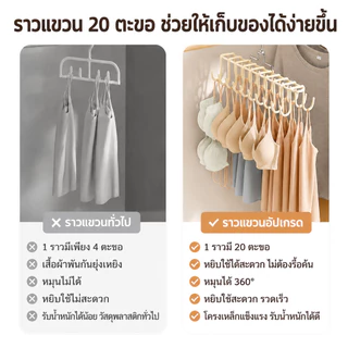 ไม้แขวนเสื้ออเนกประสงค์ 20 ตะขอ ทนทาน เก็บชุดชั้นใน เน็คไท เข็มขัด ประหยัดพื้นที่