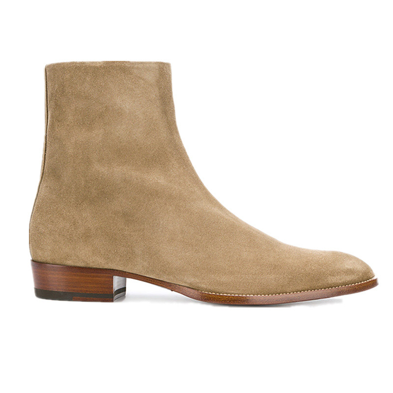 CHELSA Boots รองเท้าบูทสั้นผู้ชาย Martin Boots CHELSEA BOOT ซิป Frosted ของแท้หนังชี้ High-Top Casua