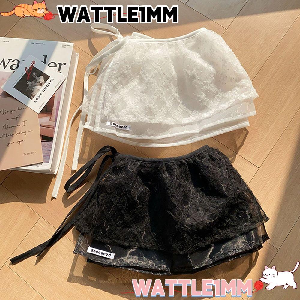 WATTLE1MM Wrap Skirt, Harajuku Mesh Lace Mini Skirt, Fashion Y2k Streetwear Halfbody Skirt