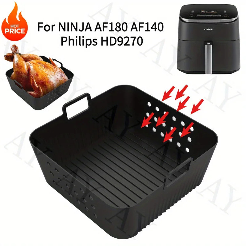 7.87 นิ้วReusable square Air FryerซิลิโคนสําหรับNinja AF180 AF140 Air FryerสําหรับPhilips HD9270 Air