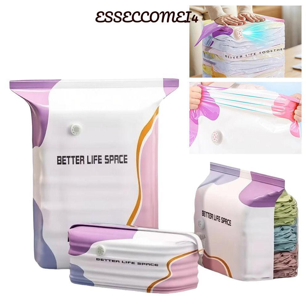 ESSECCOMEI4 ถุงเก็บสูญญากาศ,ไม่มีปั๊มความจุขนาดใหญ่ซีลถุงบีบอัด,แบบพกพากดและซีลฝุ่นประหยัดพื้นที่เสื้อผ้าซีลกระเป๋าอุปกรณ์การเดินทาง