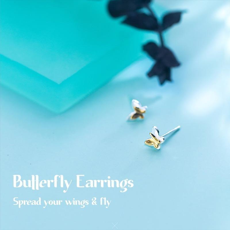 Lyric Butterfly Earrings ต่างหูเงินแท้ S925 [MERCELO]