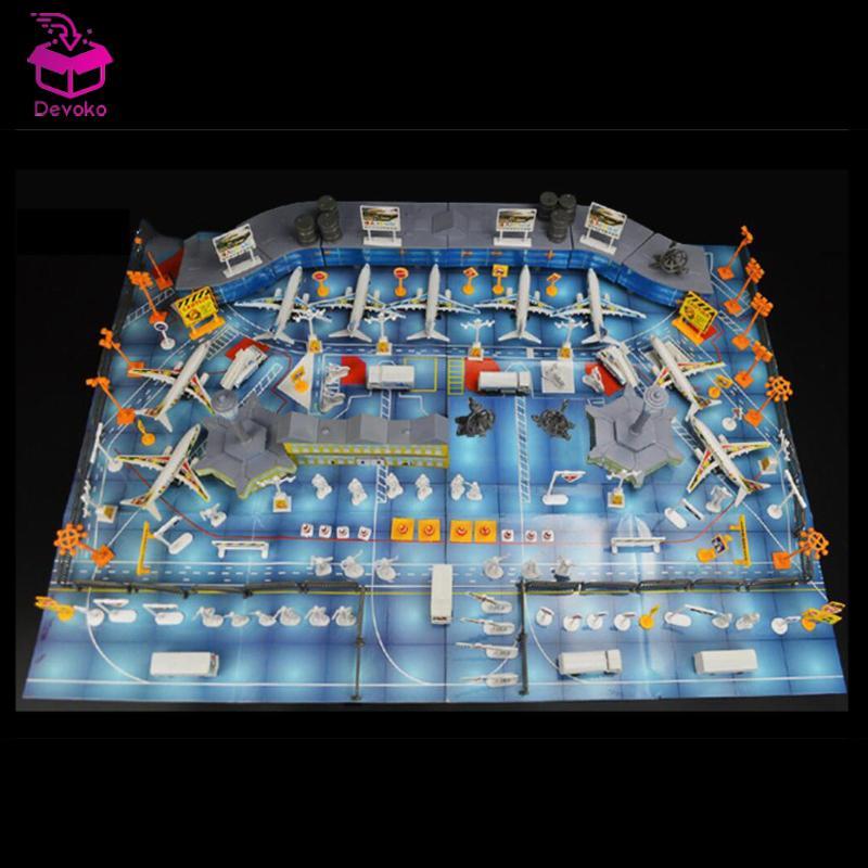 [chiwanji2mf] จําลองฉากสนามบินของเล่นฉากจําลองเครื่องบินรุ่น Plane Playset