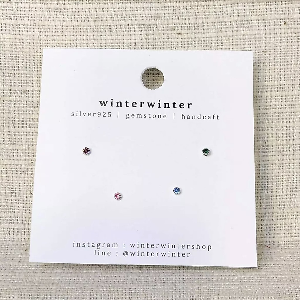 Winterwinter Jewelry Silver925 : เครื่องประดับเงินแท้ เงินแท้925 ต่างหูเซ็ต เพชร cz มีให้เลือกหลายสี