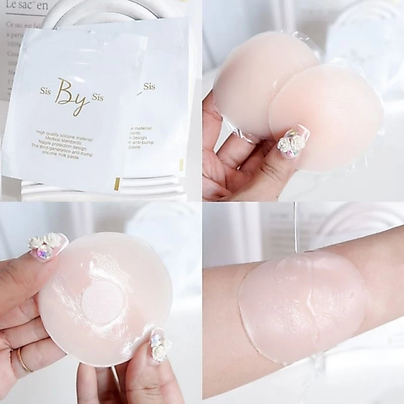 🇹🇭*ส่งทุกวันไม่หยุด* Sisbysis สติกเกอร์ปิดหัวนม แบบซิลิโคน ขนาด6.5cm 2แบบ (กลม ดอกไม้)
