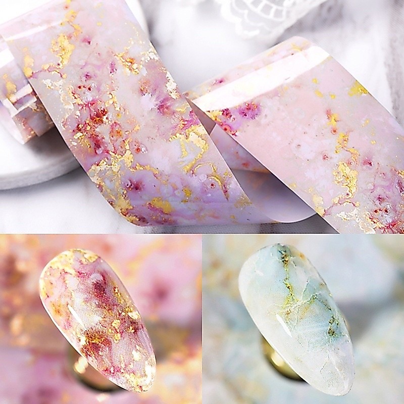 ฟอยล์ลายหินอ่อนสำหรับตกแต่งเล็บ มี9ลายสวยๆให้เลือก 🌈พร้อมส่งในไทย🦄