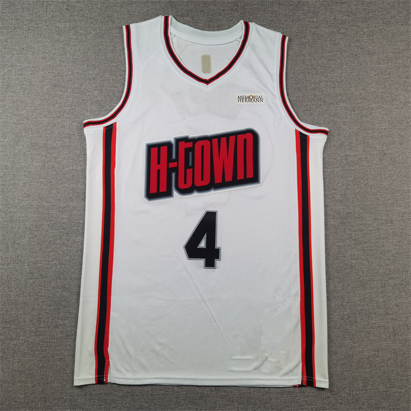 ร็อคเก็ตเบอร์ 4 Jalen Green ปักสีขาว 2025 City เสื้อบาสเก็ตบอล Jalen Green American Breathable Jerse