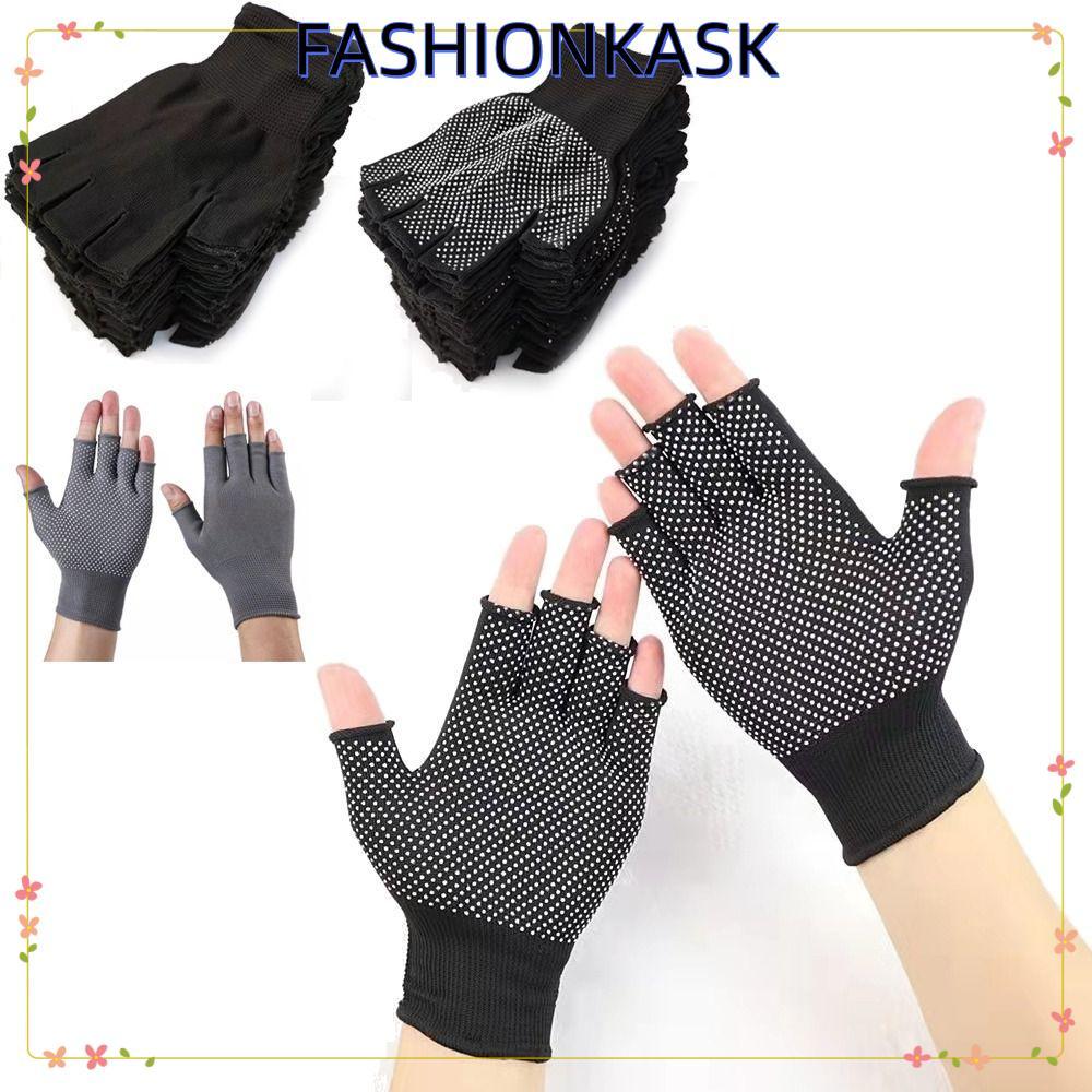IFASHIONKA ถุงมือขับรถ, กีฬา/Biking/ตกปลาถุงมือกันลื่นระบายอากาศ, ครีมกันแดดบางยืดครึ่งนิ้วถุงมือฤดูใบไม้ผลิฤดูร้อน