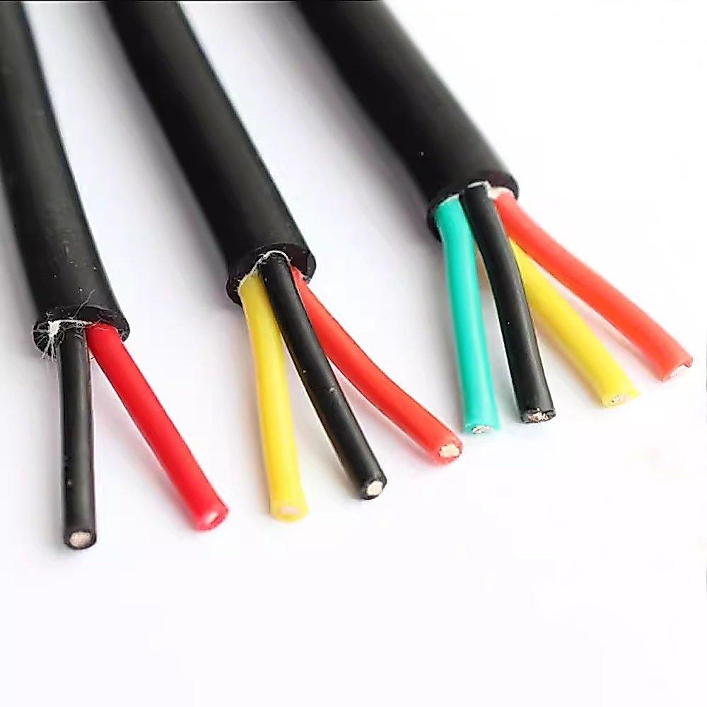 สายเคเบิลซิลิโคน ทนความร้อนสูง 2 3 4 แกน 0.5 1 1.5 2.5 ม.㎡ ปลอกสายไฟ สีดํา