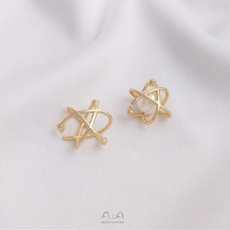 14K Gold-Packed สี Retention สามารถถือคริสตัล Pearl Planet Galaxy จี้ diy Handmade แหวนลูกปัดสร้อยคอ