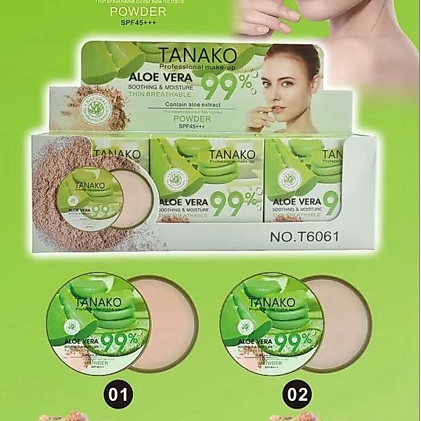 T6061 Tanako แป้งพัฟ สูตรว่านหางจระเข้ แป้งพัฟอัดแข็งผสมรองพื้น คุมมัน เบลอรุขุมขน