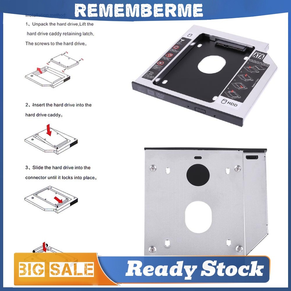 SATA เป็น SATA 9 มม. SSD Case กล่องใส่ฮาร์ดดิสก์ไดรฟ์ CD-ROM Disk Drive Bay