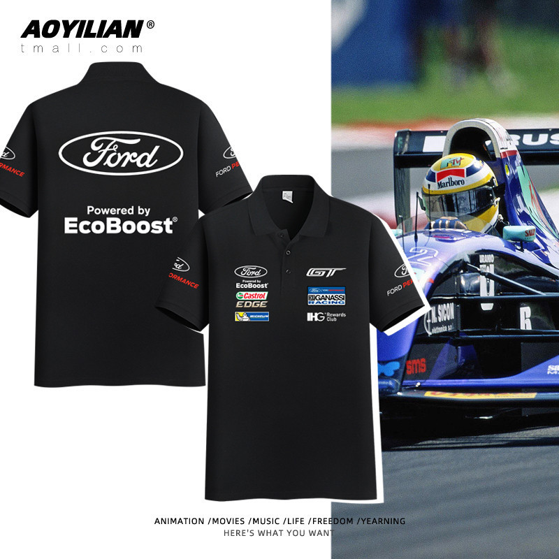 【 เสื้อโปโล】 Ford GT Car Racing POLO Shirt F1 Le Mans ที่ระลึกแขนสั้นผู้ชายและผู้หญิง 311S-5XL S-3XL